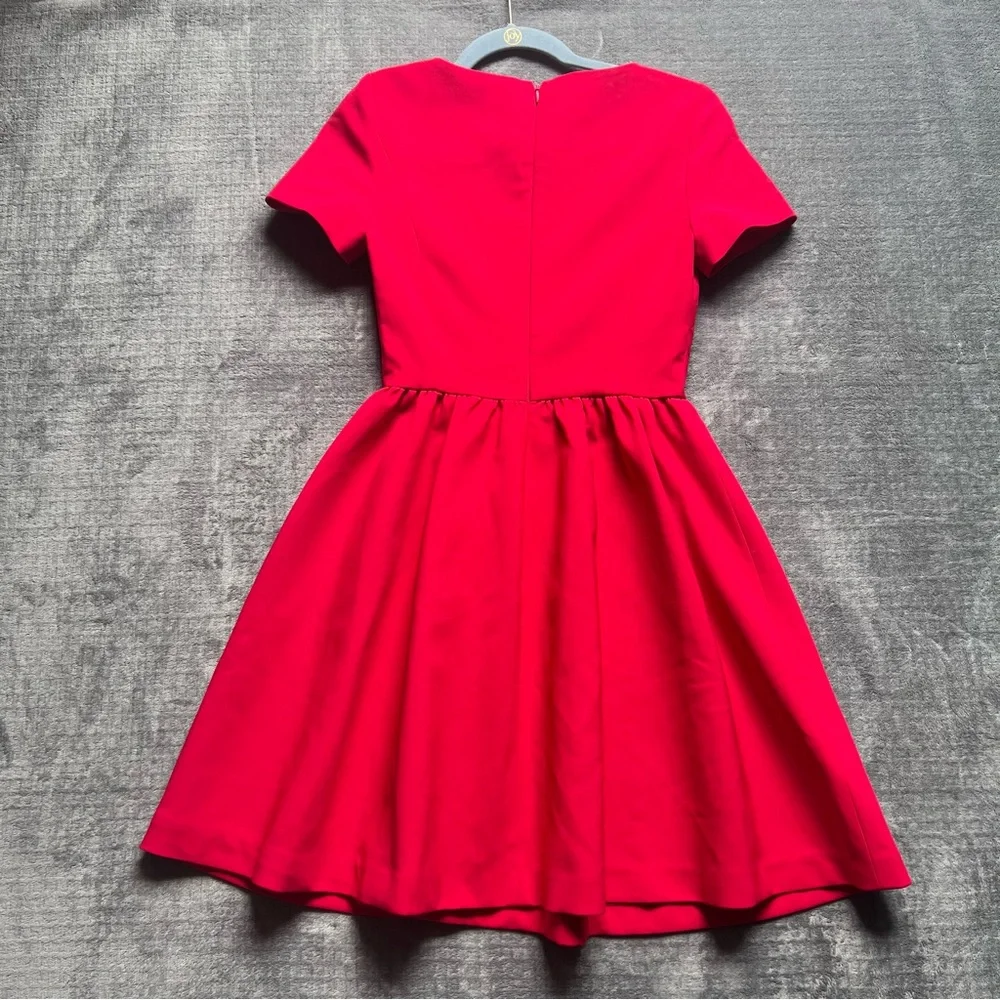 Red Mini Dress Sz 2 Wool Silk Made in Italy CD Embroidered Logo Black
